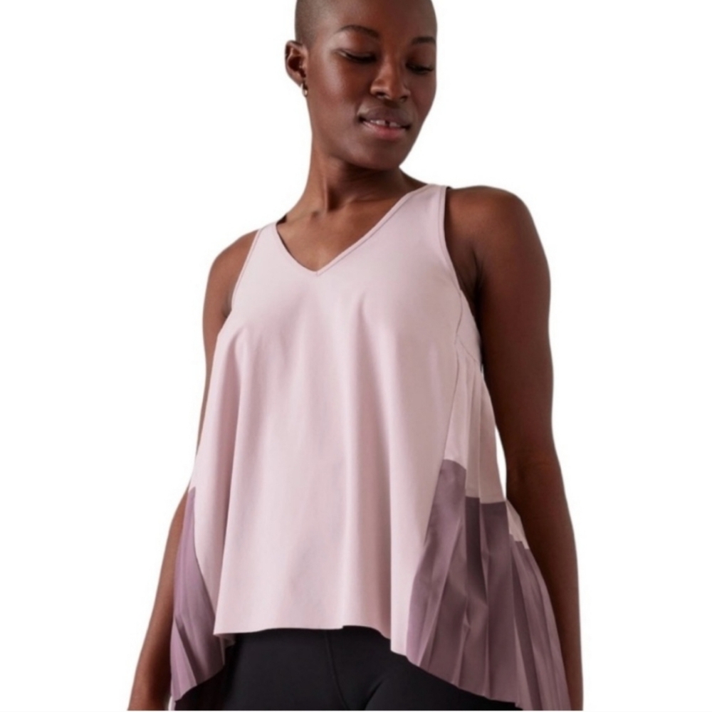 Athleta Swing Forward Pleated Athletic RacerbackTank. Plum Light Pink. Size M - Picture 2 of 11